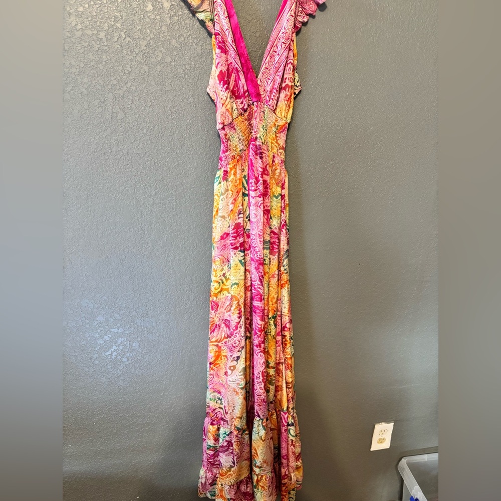 Elegant Pink Floral Maxi Dress